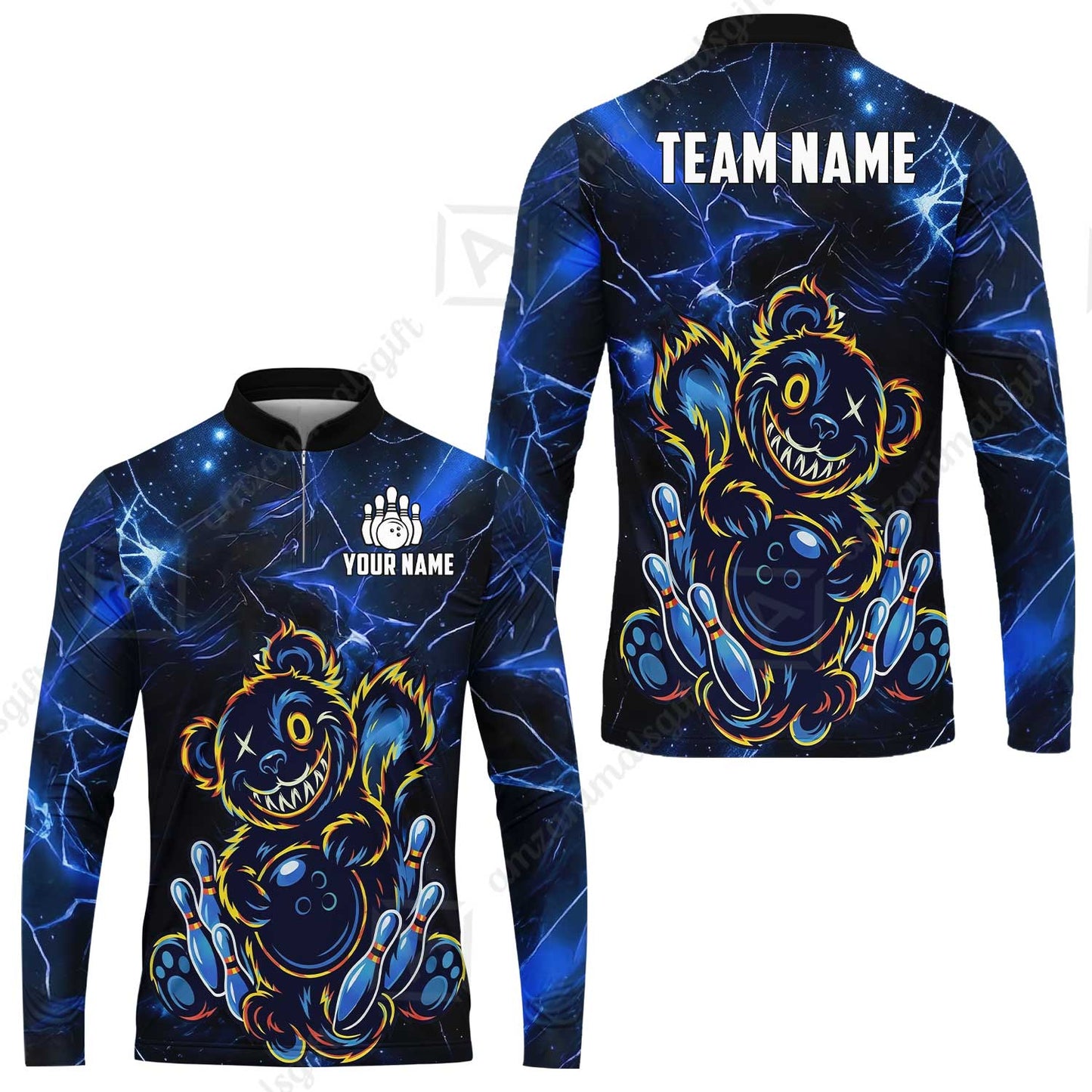 Custom Creepy Teddy Bowling Jersey Polo Shirt, Custom Creepy Teddy Bowling Jersey Team Shirt For Players With Name & Team Name