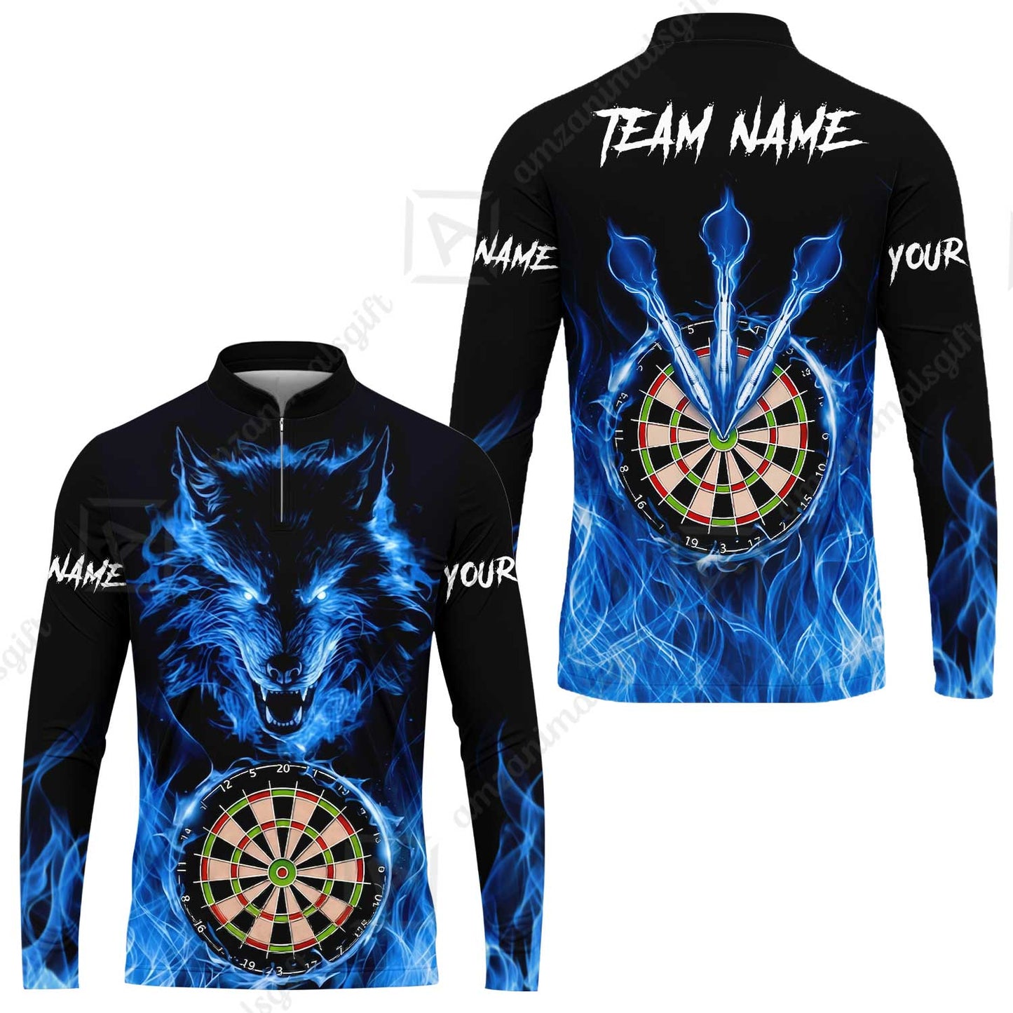 Custom Darts Jersey Polo Shirt, Dartboard Fierce Wolf Design, Uniform Dart - Personalized Name And Team Name