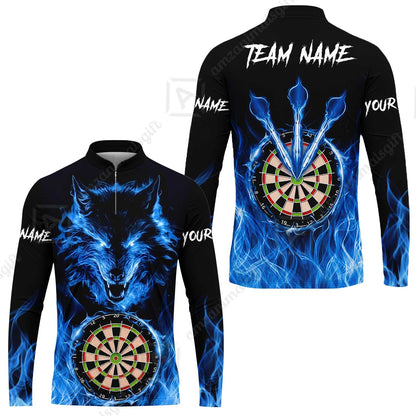 Custom Darts Jersey Polo Shirt, Dartboard Fierce Wolf Design, Uniform Dart - Personalized Name And Team Name