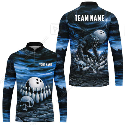 Custom Full Moon Werewolf Bowling Jersey Polo Shirt, Custom Full Moon Werewolf Bowling Jersey Team Shirt For Players With Name & Team Name
