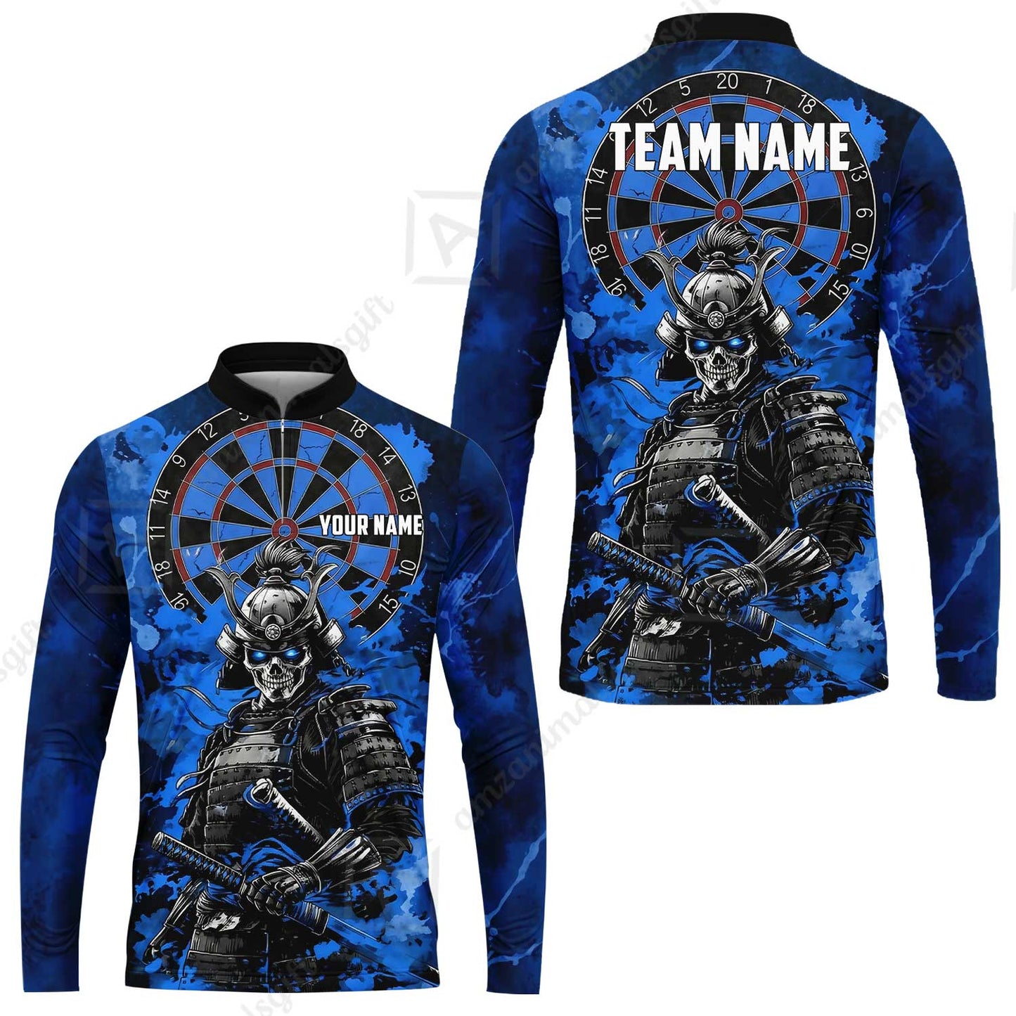 Custom Darts Team Jersey, Personalized Skull Samurai Dartboard Dart Polo Shirt For Players With Name & Team Name