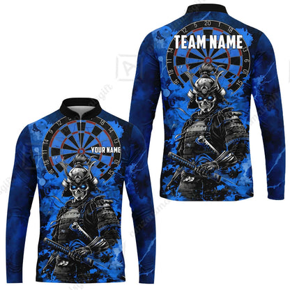 Custom Darts Team Jersey, Personalized Skull Samurai Dartboard Dart Polo Shirt For Players With Name & Team Name