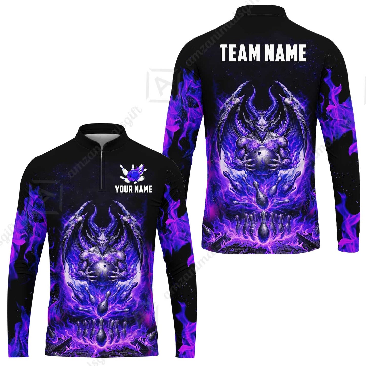 Custom Hellfire Bowling Jersey Polo Shirt, Custom Hellfire Bowling Jersey Team Shirt For Players With Name & Team Name