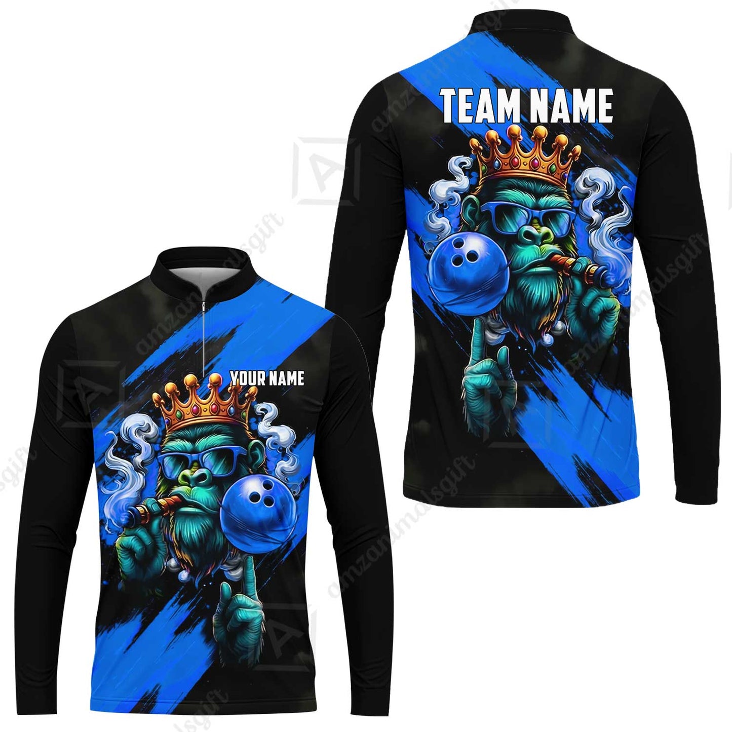 Custom Bowling Jersey Polo Shirt, Gorilla Boss King, Custom Bowling Jersey Team Shirt For Players With Name & Team Name