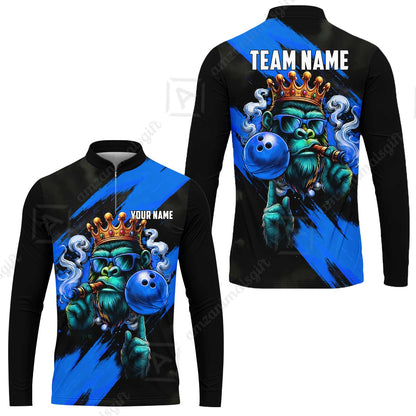 Custom Bowling Jersey Polo Shirt, Gorilla Boss King, Custom Bowling Jersey Team Shirt For Players With Name & Team Name