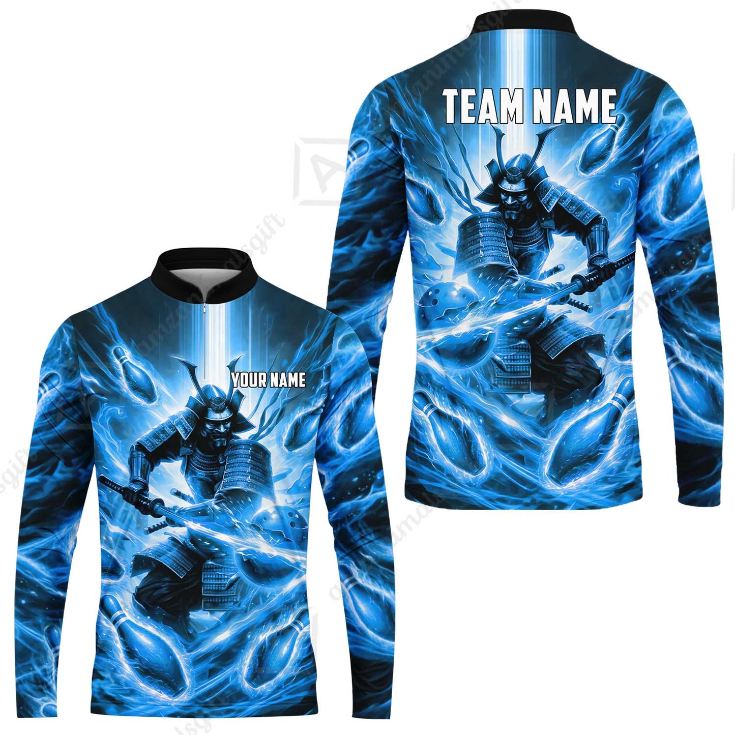 Custom Bowling Jersey Polo Shirt, Japanese Samurai Warrior Bowling, Custom Bowling Jersey Team Shirt For Players With Name & Team Name