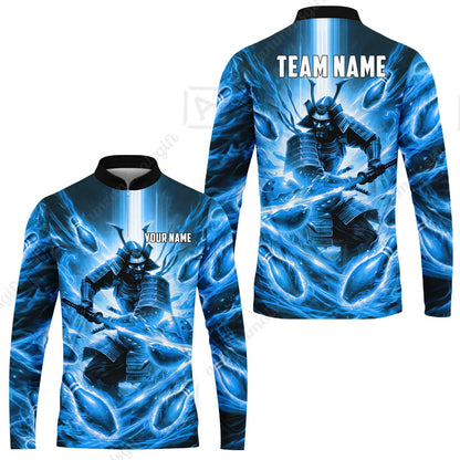Custom Bowling Jersey Polo Shirt, Japanese Samurai Warrior Bowling, Custom Bowling Jersey Team Shirt For Players With Name & Team Name