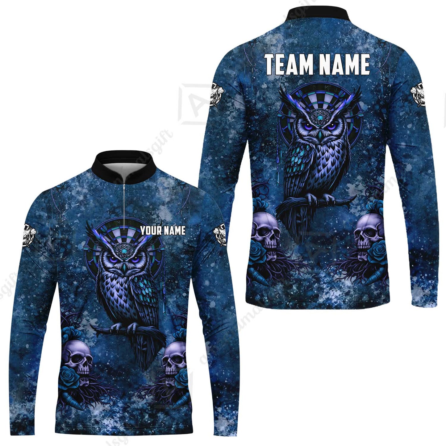 Custom Darts Team Jersey, Personalized Spooky Owl Jersey Shirt For Players With Name & Team Name