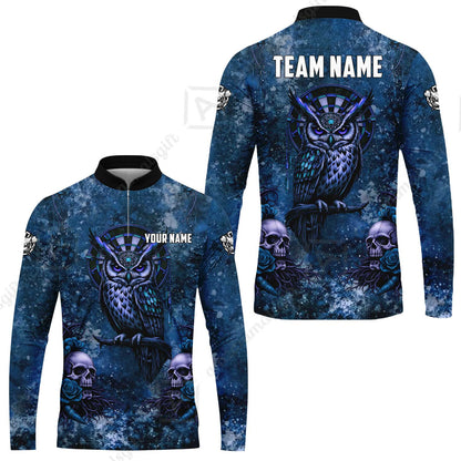Custom Darts Team Jersey, Personalized Spooky Owl Jersey Shirt For Players With Name & Team Name