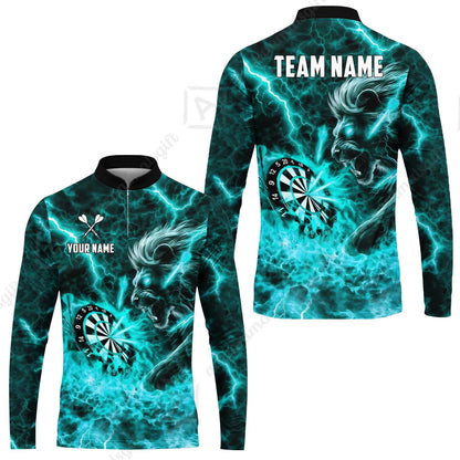 Custom Darts Team Jersey, Personalized Lightning Lion Jersey Shirt For Players With Name & Team Name