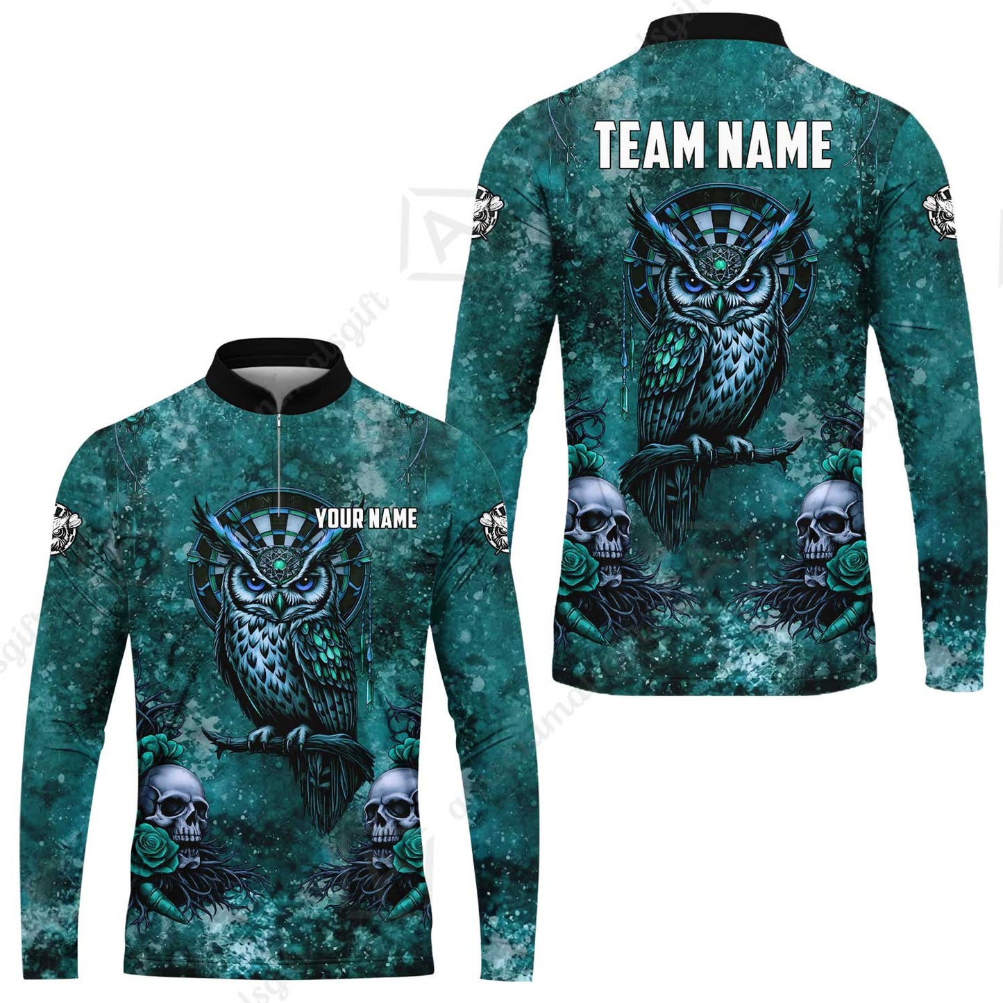Custom Darts Team Jersey, Personalized Spooky Owl Jersey Shirt For Players With Name & Team Name