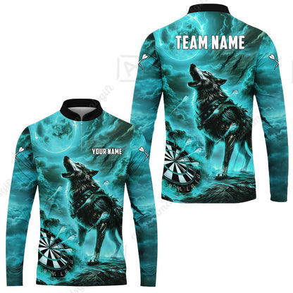 Custom Darts Team Jersey, Personalized Flaming Wolf Jersey Shirt For Players With Name & Team Name