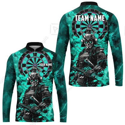 Custom Darts Team Jersey, Personalized Skull Samurai Dartboard Dart Polo Shirt For Players With Name & Team Name