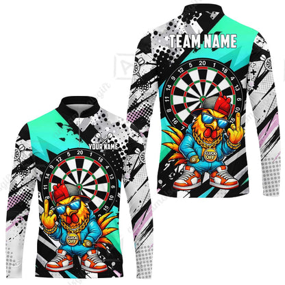 Custom Darts Team Jersey, Personalized Street Rebel Rooster Darts Polo Shirt For Players With Name & Team Name