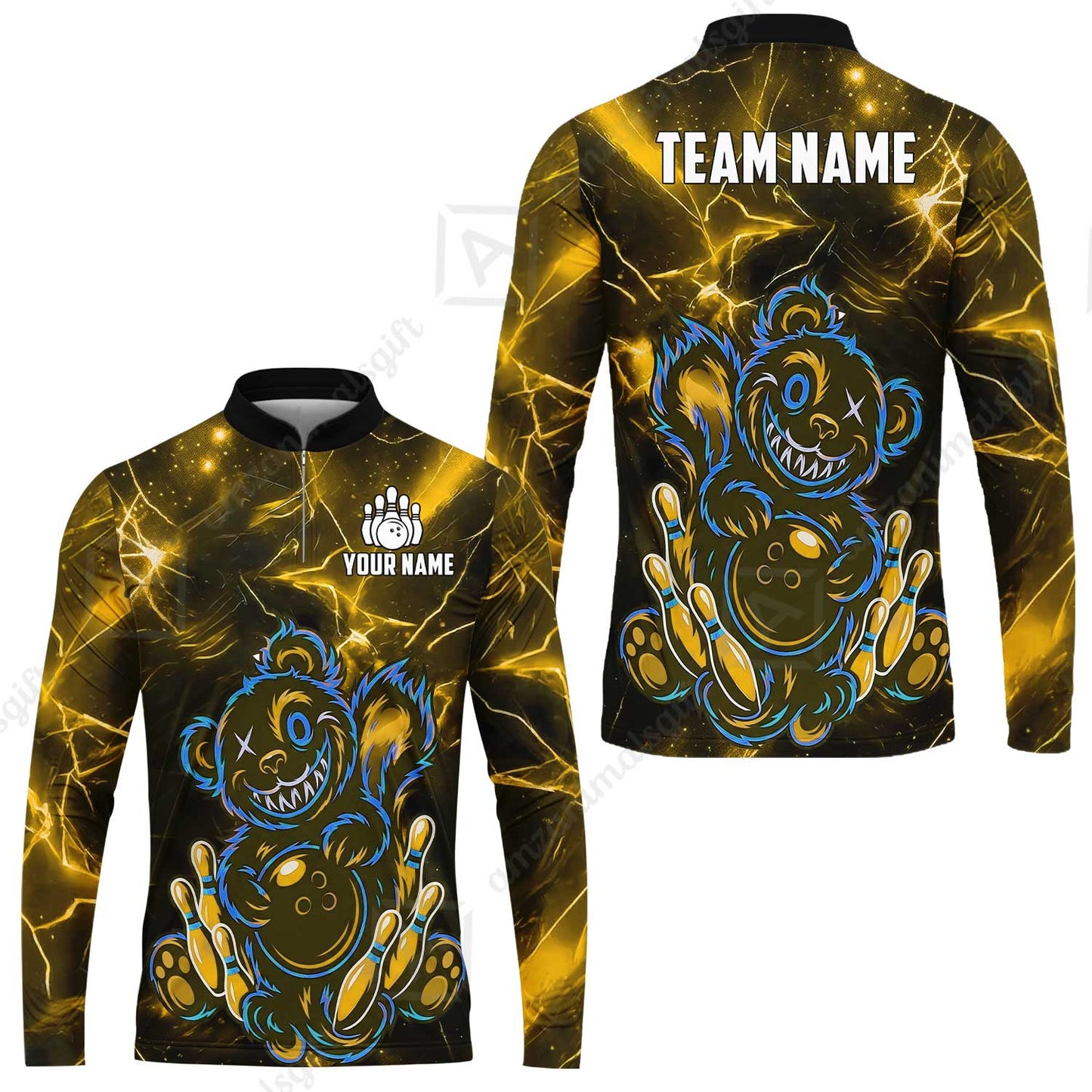 Custom Creepy Teddy Bowling Jersey Polo Shirt, Custom Creepy Teddy Bowling Jersey Team Shirt For Players With Name & Team Name