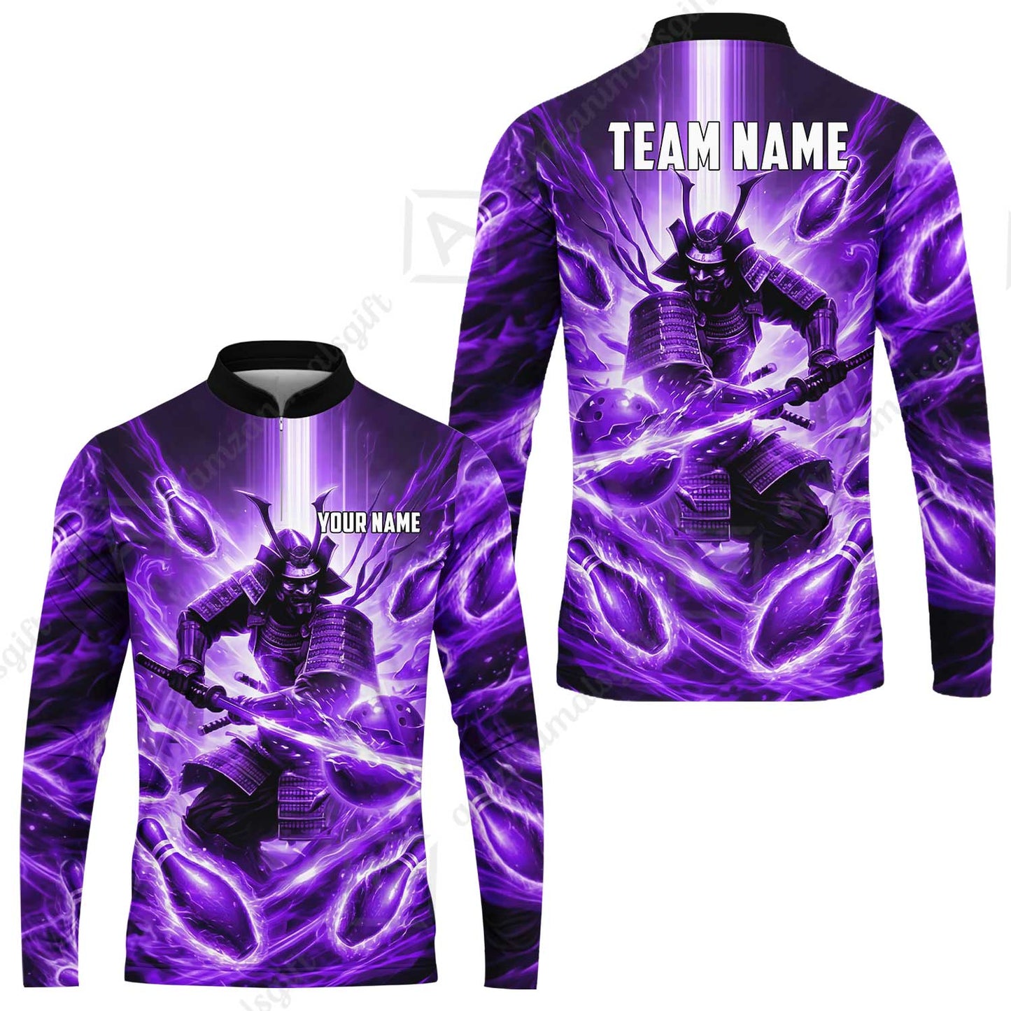 Custom Bowling Jersey Polo Shirt, Japanese Samurai Warrior Bowling, Custom Bowling Jersey Team Shirt For Players With Name & Team Name