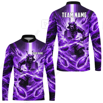 Custom Bowling Jersey Polo Shirt, Japanese Samurai Warrior Bowling, Custom Bowling Jersey Team Shirt For Players With Name & Team Name