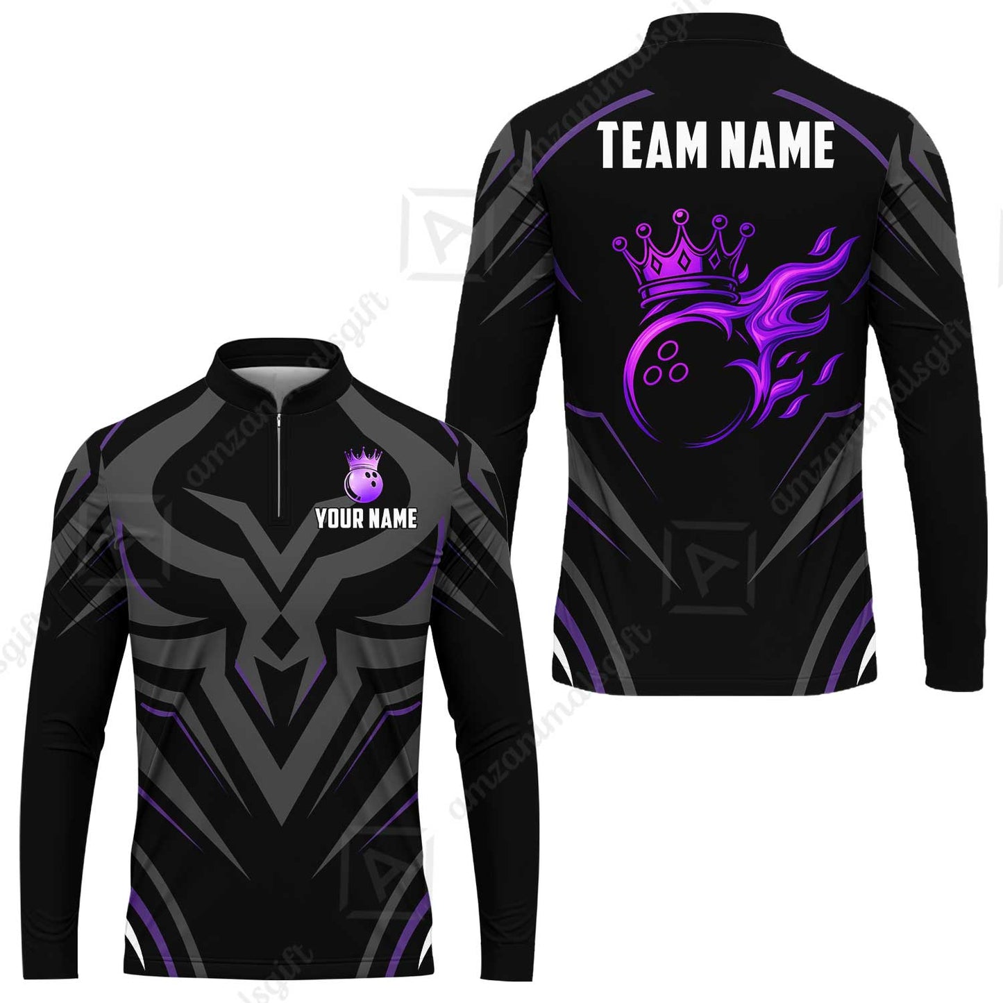 Custom Bowling Jersey Polo Shirt, Crowned Bowling Ball, Custom Bowling Jersey Team Shirt For Players With Name & Team Name