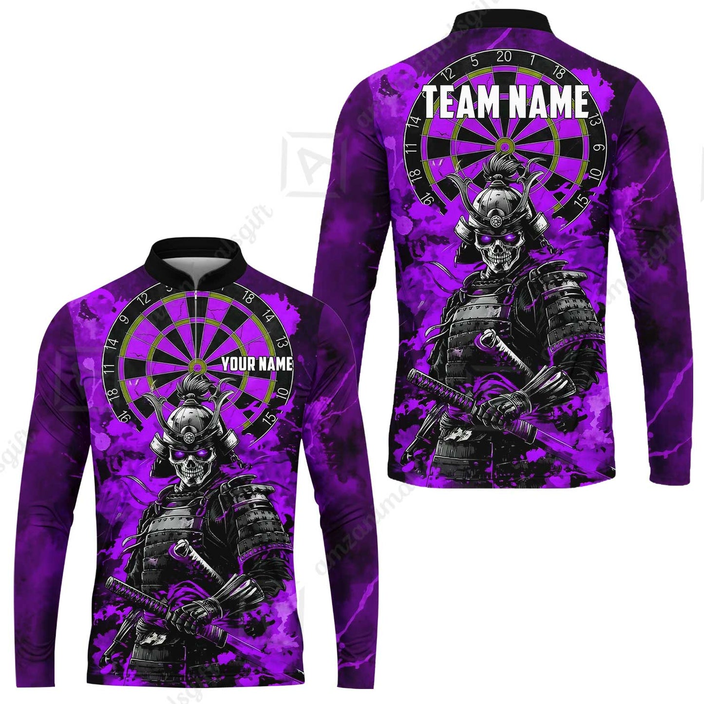 Custom Darts Team Jersey, Personalized Skull Samurai Dartboard Dart Polo Shirt For Players With Name & Team Name