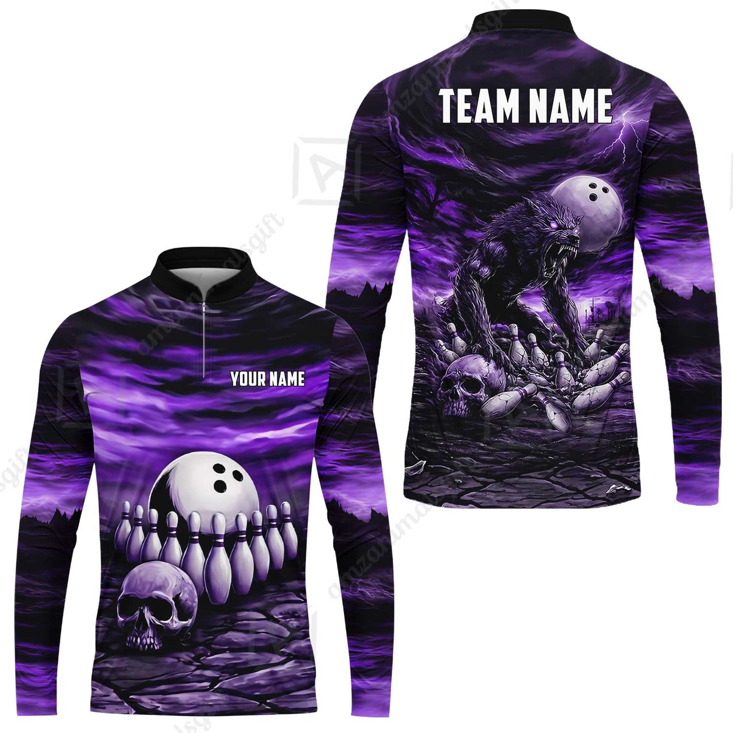 Custom Full Moon Werewolf Bowling Jersey Polo Shirt, Custom Full Moon Werewolf Bowling Jersey Team Shirt For Players With Name & Team Name