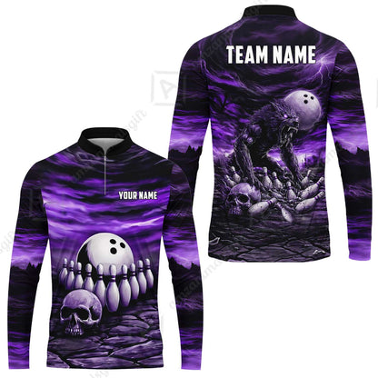 Custom Full Moon Werewolf Bowling Jersey Polo Shirt, Custom Full Moon Werewolf Bowling Jersey Team Shirt For Players With Name & Team Name