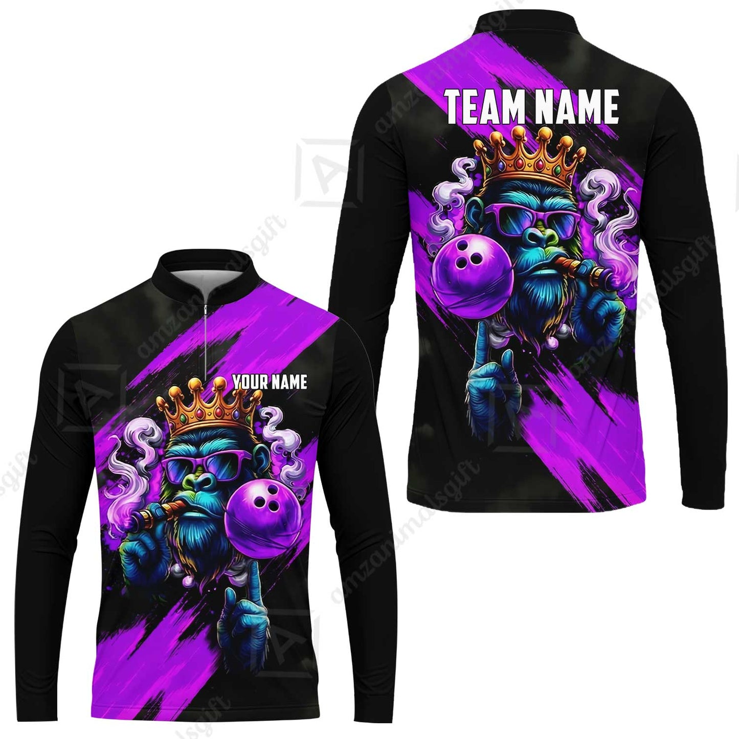 Custom Bowling Jersey Polo Shirt, Gorilla Boss King, Custom Bowling Jersey Team Shirt For Players With Name & Team Name