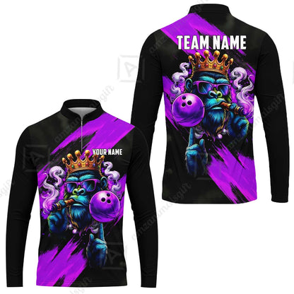 Custom Bowling Jersey Polo Shirt, Gorilla Boss King, Custom Bowling Jersey Team Shirt For Players With Name & Team Name