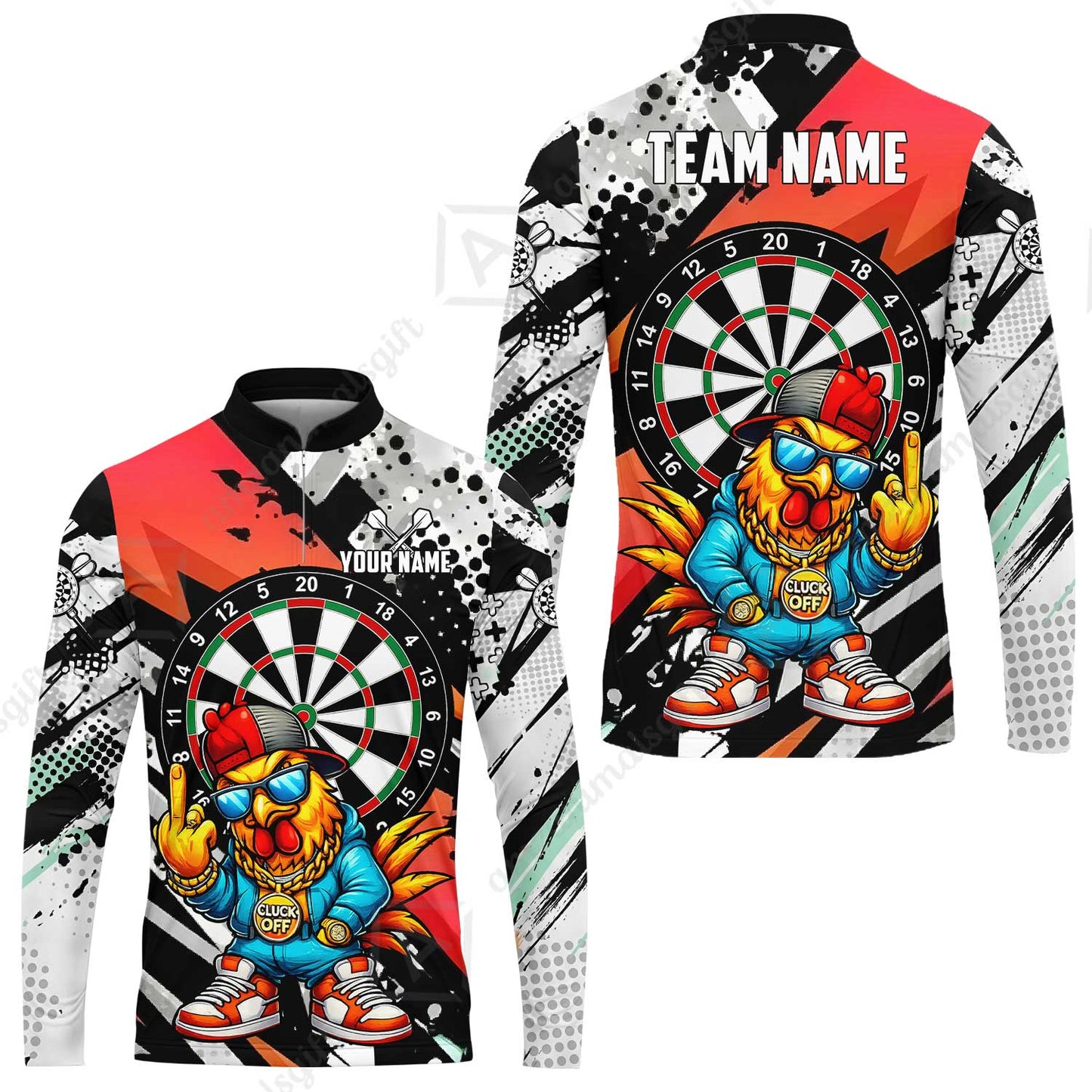 Custom Darts Team Jersey, Personalized Street Rebel Rooster Darts Polo Shirt For Players With Name & Team Name
