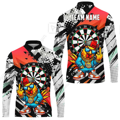 Custom Darts Team Jersey, Personalized Street Rebel Rooster Darts Polo Shirt For Players With Name & Team Name