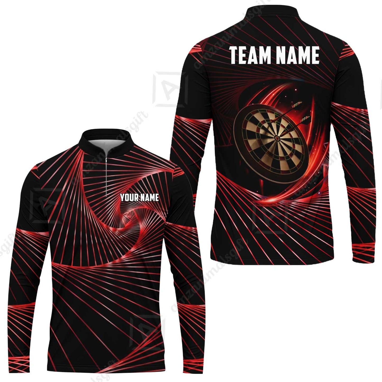 Custom Darts Team Jersey, Personalized Dark Flame Dart Polo Shirt For Players With Name & Team Name