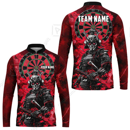 Custom Darts Team Jersey, Personalized Skull Samurai Dartboard Dart Polo Shirt For Players With Name & Team Name