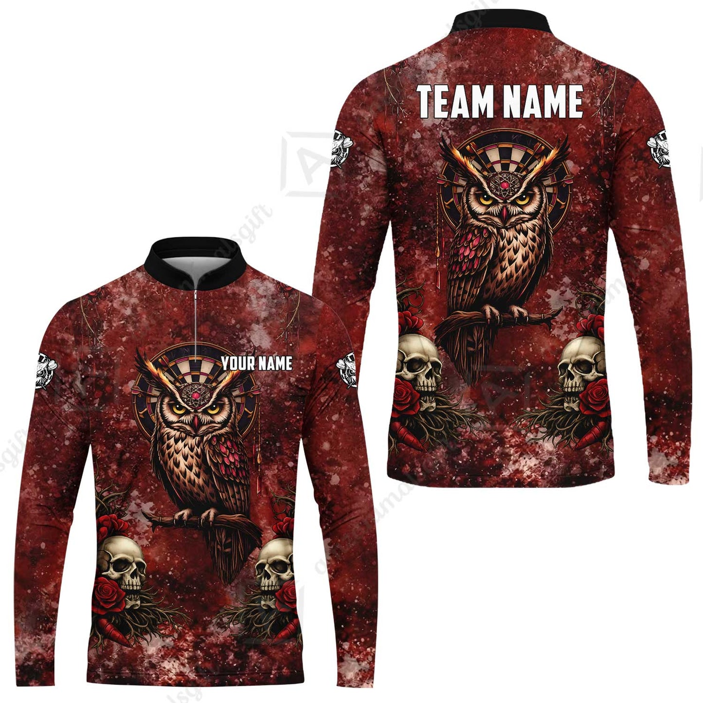 Custom Darts Team Jersey, Personalized Spooky Owl Jersey Shirt For Players With Name & Team Name