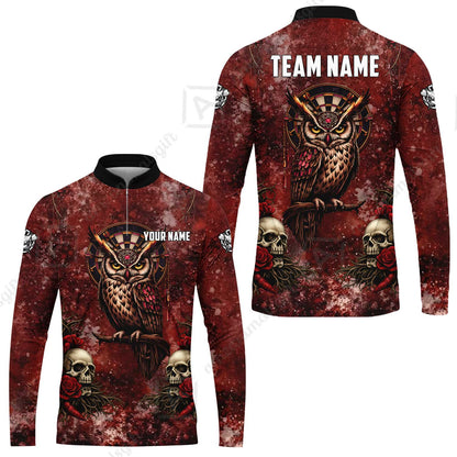 Custom Darts Team Jersey, Personalized Spooky Owl Jersey Shirt For Players With Name & Team Name