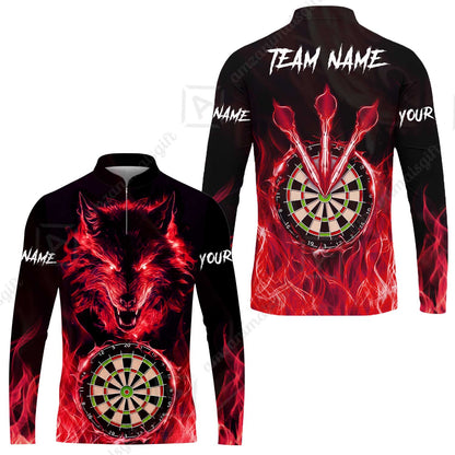 Custom Darts Jersey Polo Shirt, Dartboard Fierce Wolf Design, Uniform Dart - Personalized Name And Team Name