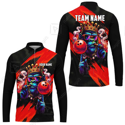 Custom Bowling Jersey Polo Shirt, Gorilla Boss King, Custom Bowling Jersey Team Shirt For Players With Name & Team Name