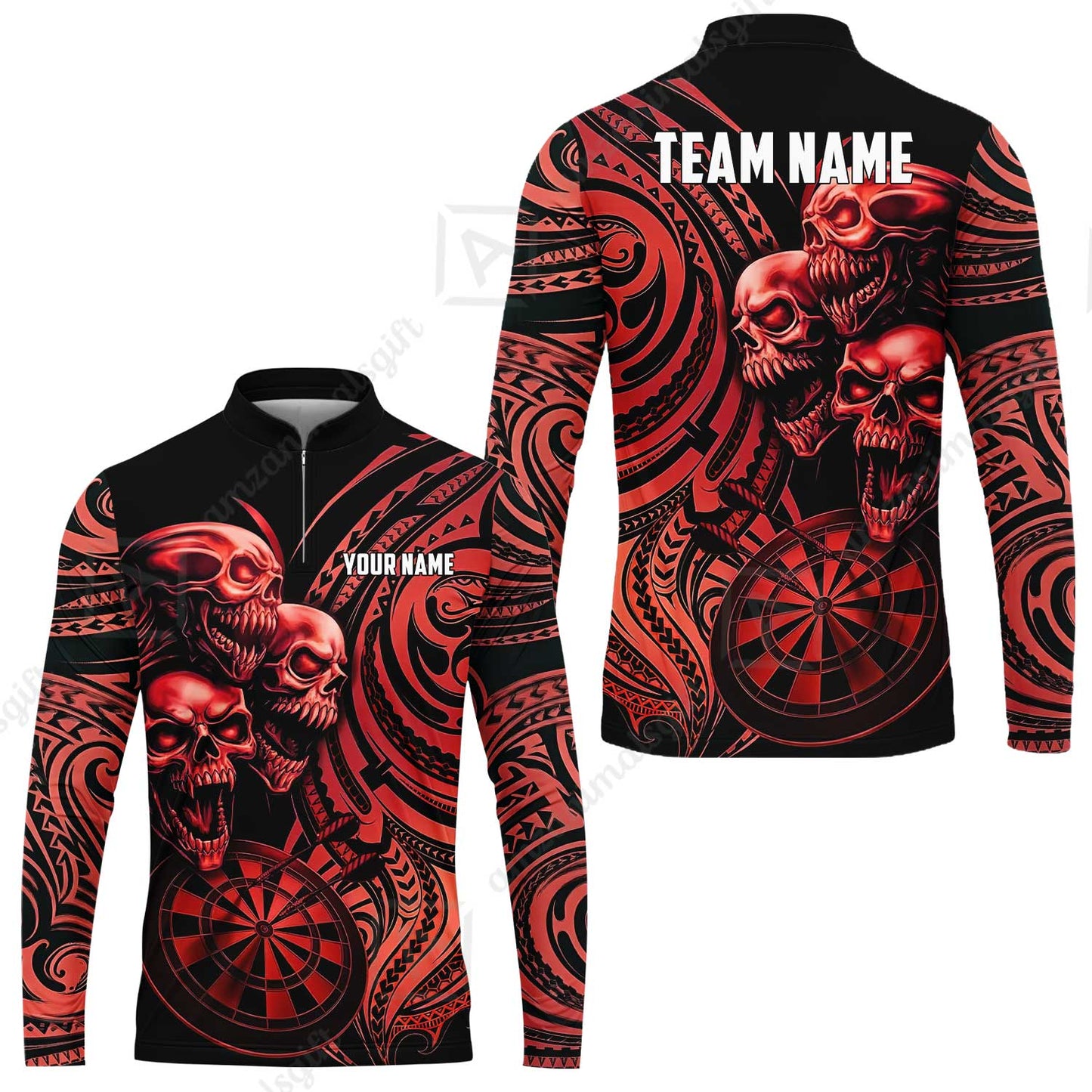 Custom Darts Team Jersey, Personalized Neon Skull Jersey Shirt For Players With Name & Team Name