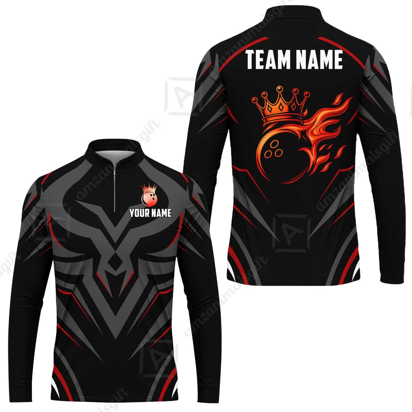 Custom Bowling Jersey Polo Shirt, Crowned Bowling Ball, Custom Bowling Jersey Team Shirt For Players With Name & Team Name