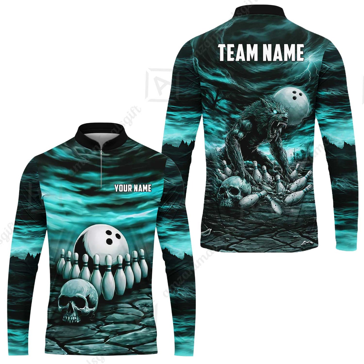 Custom Full Moon Werewolf Bowling Jersey Polo Shirt, Custom Full Moon Werewolf Bowling Jersey Team Shirt For Players With Name & Team Name