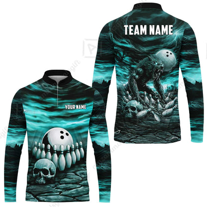 Custom Full Moon Werewolf Bowling Jersey Polo Shirt, Custom Full Moon Werewolf Bowling Jersey Team Shirt For Players With Name & Team Name