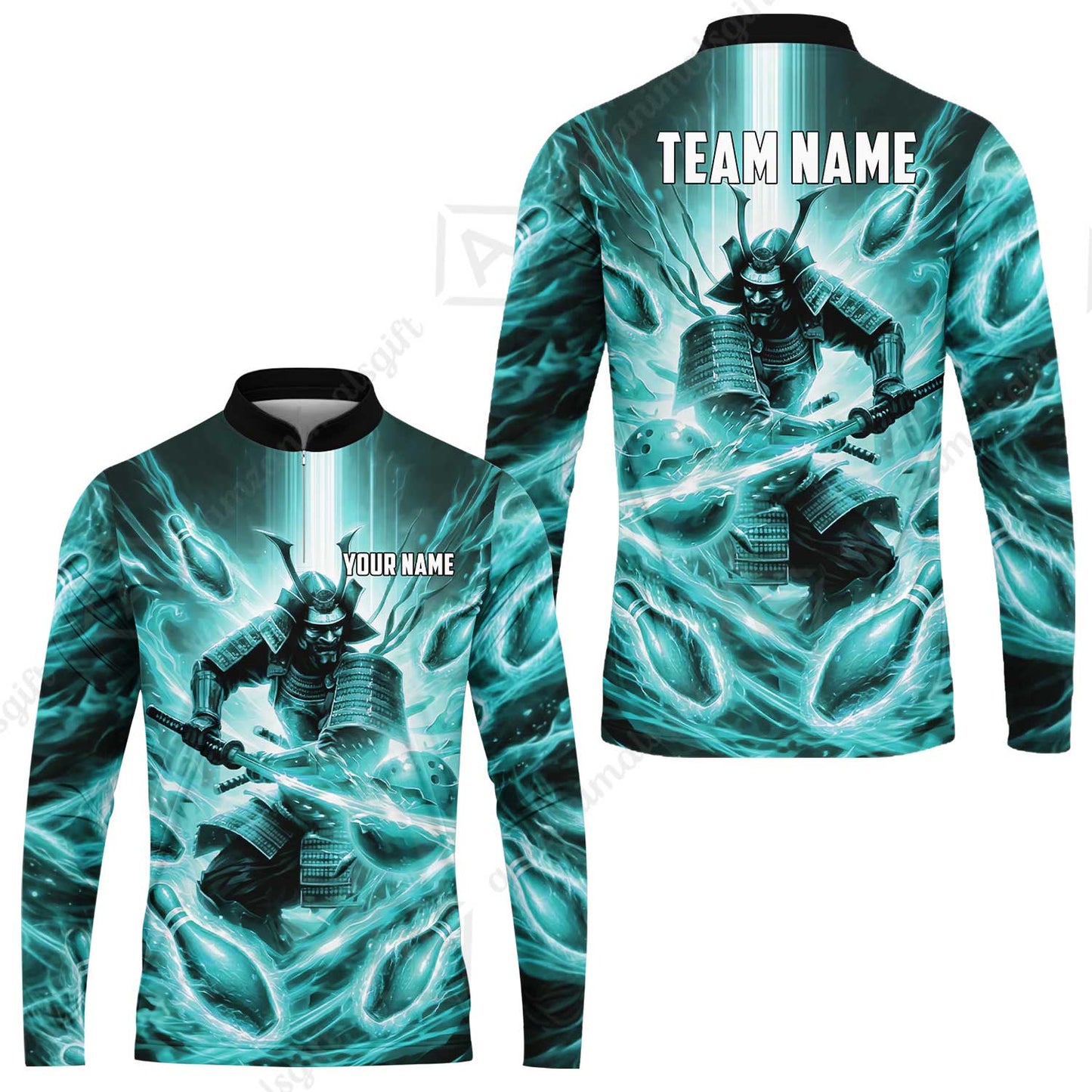 Custom Bowling Jersey Polo Shirt, Japanese Samurai Warrior Bowling, Custom Bowling Jersey Team Shirt For Players With Name & Team Name