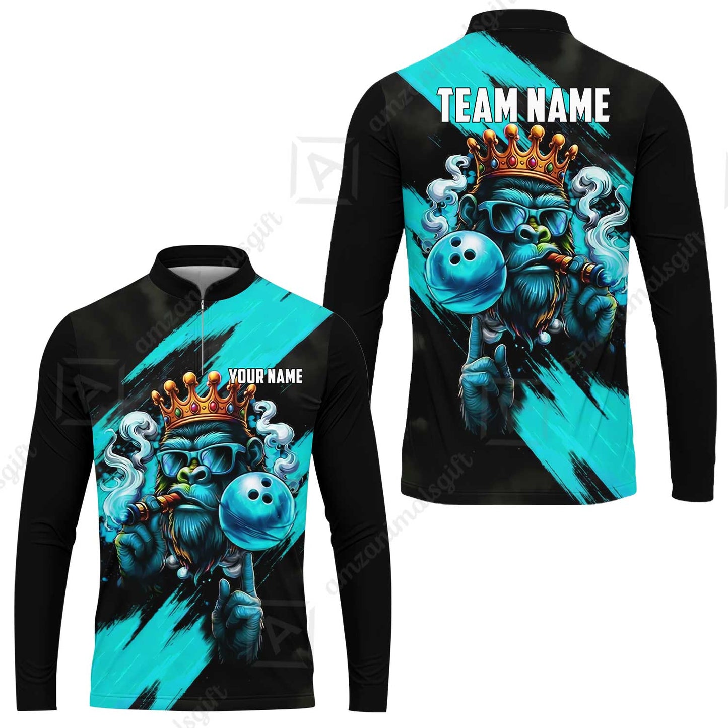 Custom Bowling Jersey Polo Shirt, Gorilla Boss King, Custom Bowling Jersey Team Shirt For Players With Name & Team Name