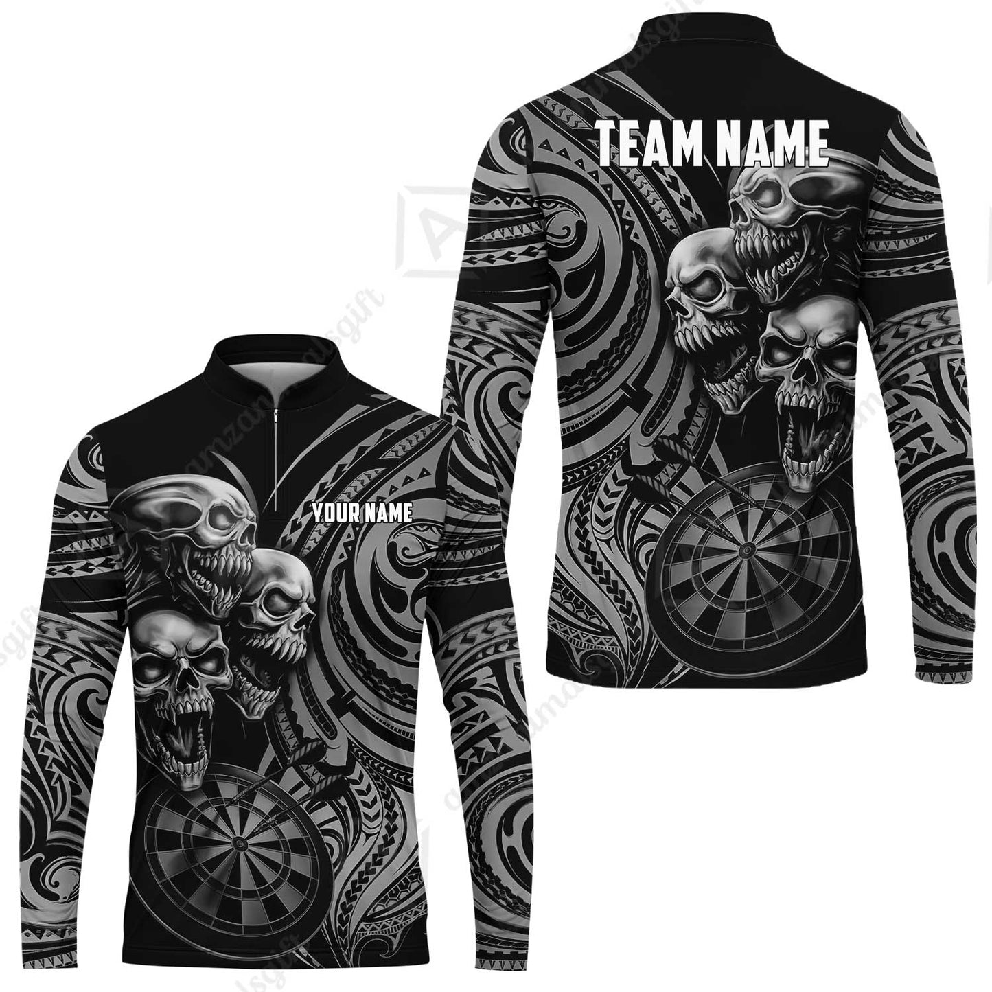 Custom Darts Team Jersey, Personalized Neon Skull Jersey Shirt For Players With Name & Team Name