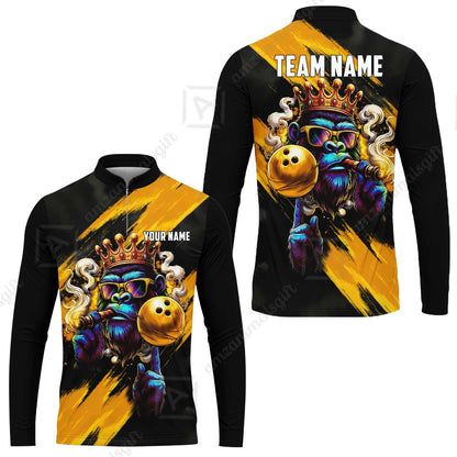 Custom Bowling Jersey Polo Shirt, Gorilla Boss King, Custom Bowling Jersey Team Shirt For Players With Name & Team Name