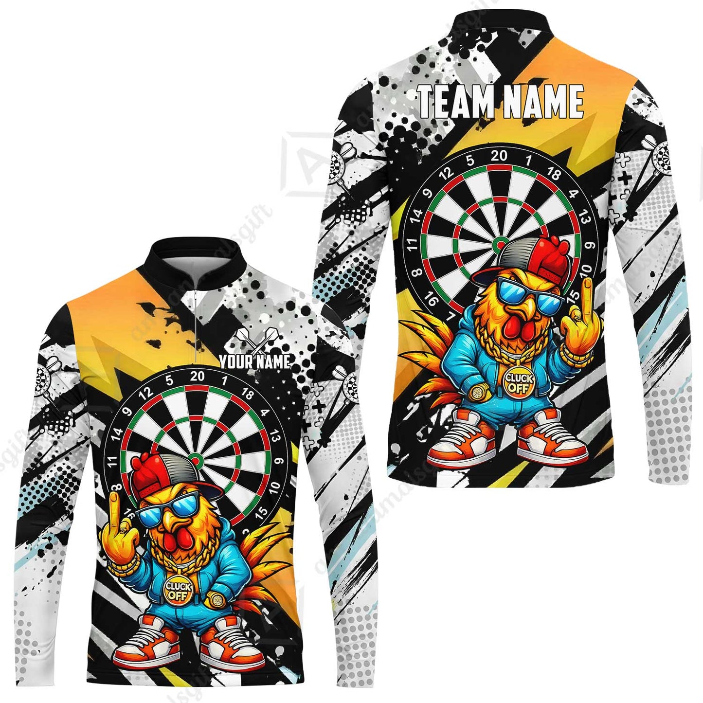 Custom Darts Team Jersey, Personalized Street Rebel Rooster Darts Polo Shirt For Players With Name & Team Name