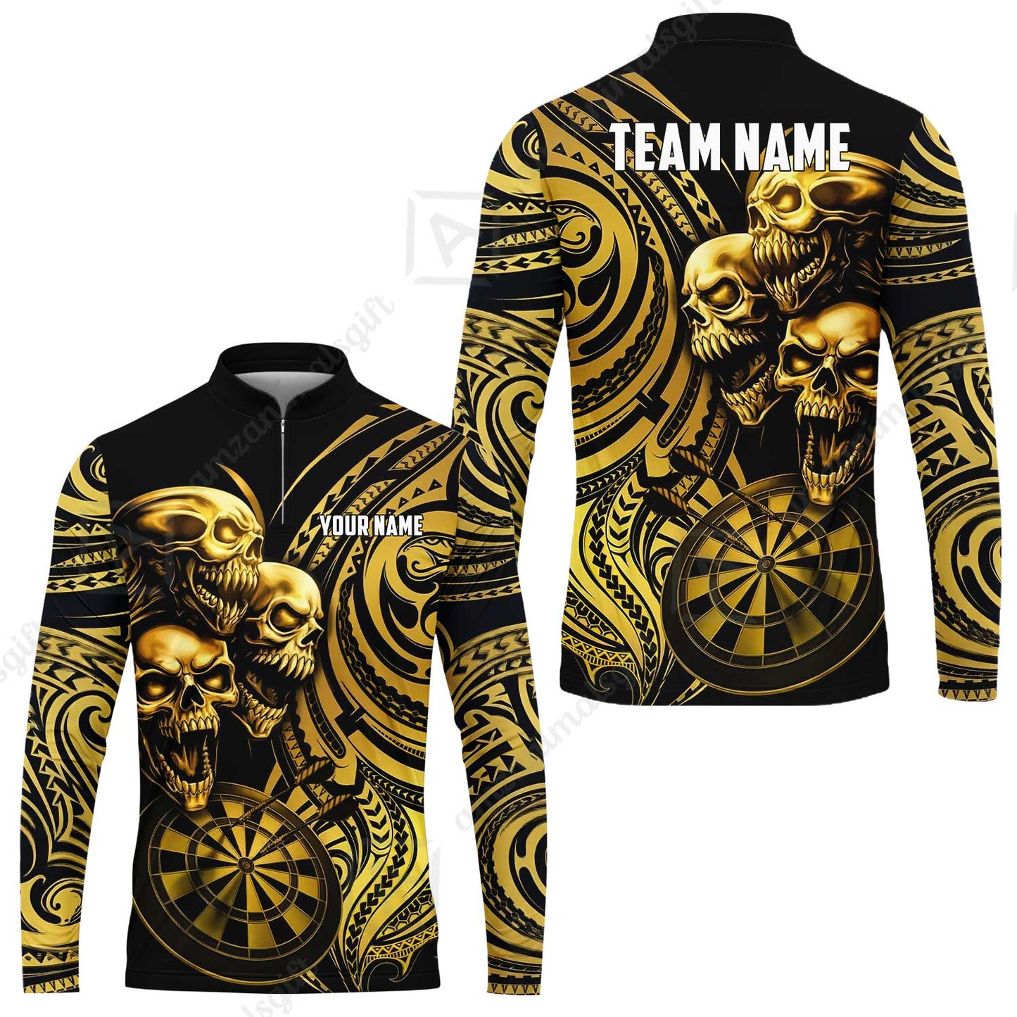 Custom Darts Team Jersey, Personalized Neon Skull Jersey Shirt For Players With Name & Team Name