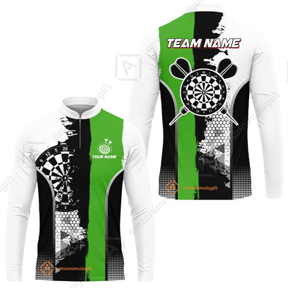 Custom Grunge Style Darts Team Jersey Polo Quarter-Zip Shirts, Custom Darts Team Jerseys Uniform, Personalized Name And Team Name