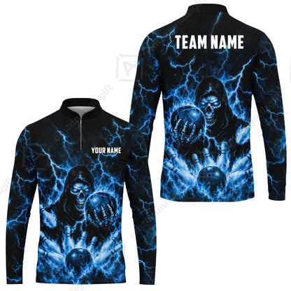 Custom Bowling Jersey Polo Shirt, Lightning Grim Reaper, Custom Bowling Jersey Team Shirt For Players With Name & Team Name