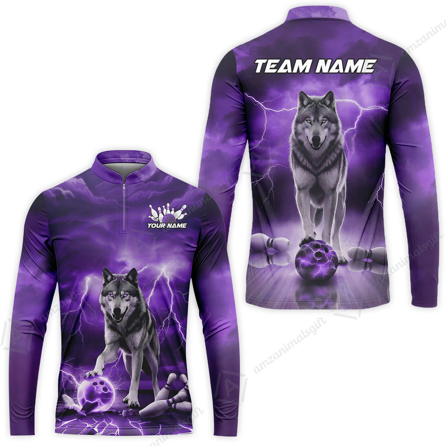 Custom Bowling Jersey Polo Shirt, Electric Wolf Bowling Custom Bowling Jersey Team Shirt For Players With Name & Team Name