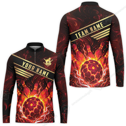 Custom Bowling Polo Shirt, Glowing Bowling Ball and Pins Custom Bowling Polo Team Shirt For Players With Name & Team Name