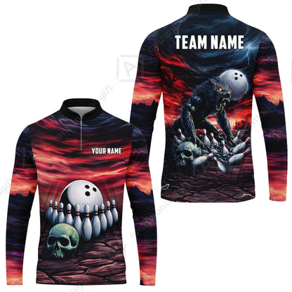Custom Full Moon Werewolf Bowling Jersey Polo Shirt, Custom Full Moon Werewolf Bowling Jersey Team Shirt For Players With Name & Team Name